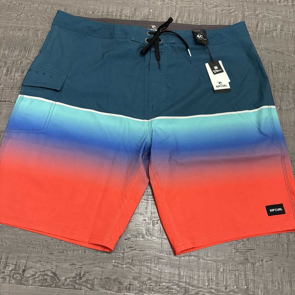 Rip Curl Board Shorts Mens 40 Stretch Swim Surf Trunks Blue Red NWT Deep Ocean